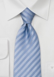 Baby Blue Silk Tie - Plain light blue necktie with small structured stripes
