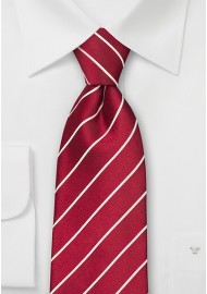 Striped tie in dark burgundy red