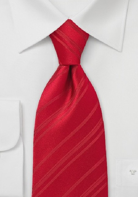 Striped silk tie in bright red