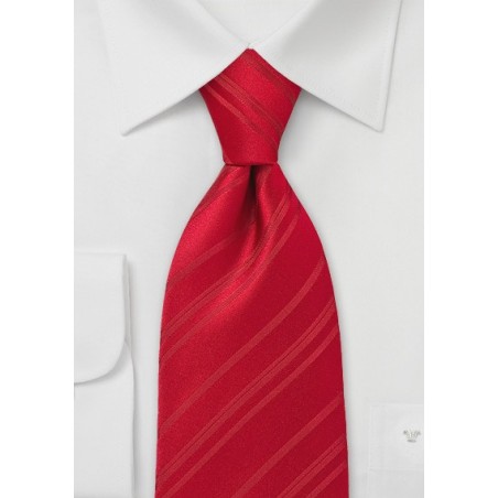 Striped silk tie in bright red
