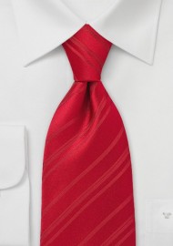 Striped silk tie in bright red