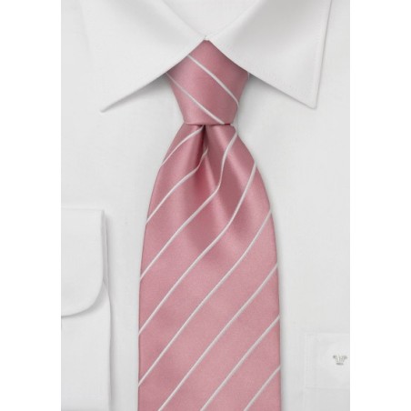 Business Tie -  Pink with fine white stripes