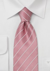 Business Tie -  Pink with fine white stripes