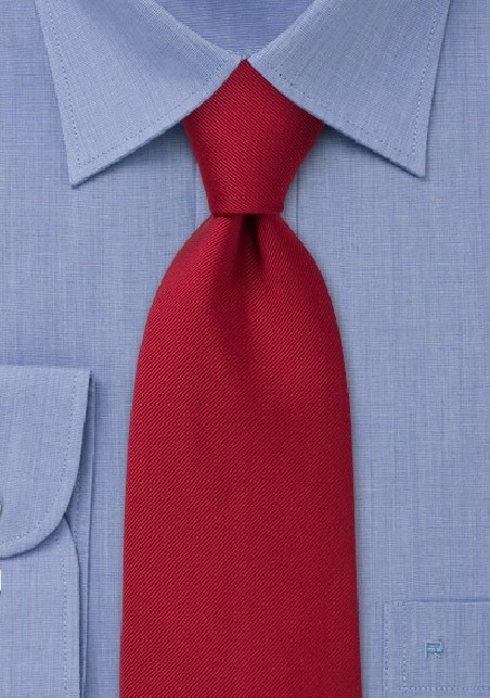 Solid Color Tie - Deep red with fine ripped striping pattern
