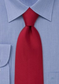 Solid Color Tie - Deep red with fine ripped striping pattern