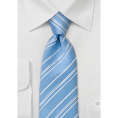 Striped Tie  -  Baby Blue Tie with fine white stripes