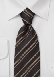 Striped Tie  - Dark Brown with light brown stripes