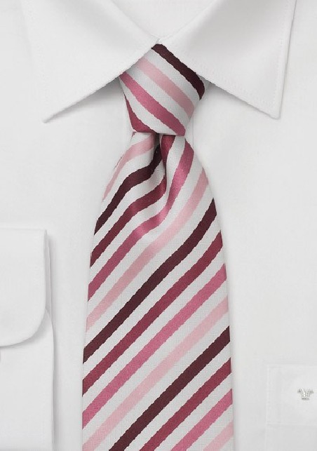 Narrow striped tie - Tie in light pink, rose, and purple.