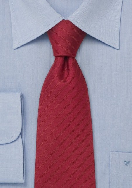 Red silk necktie - Handmade striped tie in venetian red