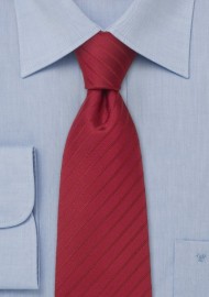 Red silk necktie - Handmade striped tie in venetian red