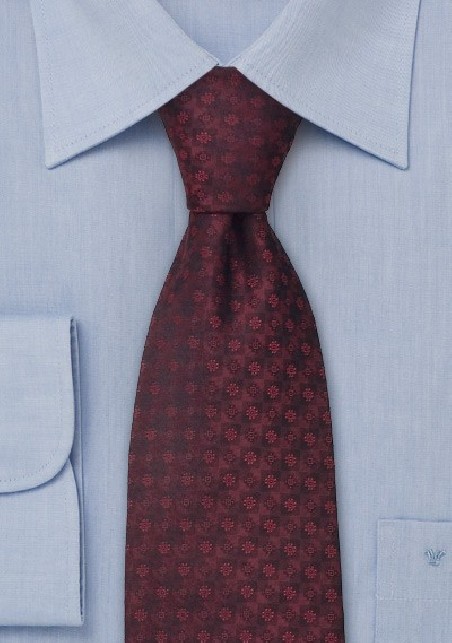 Designer neckties - Burgundy red silk tie by Chevalier