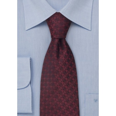 Designer neckties - Burgundy red silk tie by Chevalier
