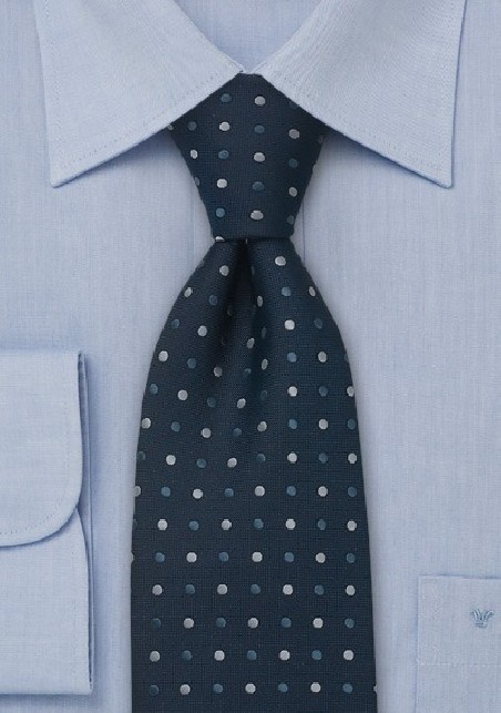 Blue necktie -  Polka dot necktie