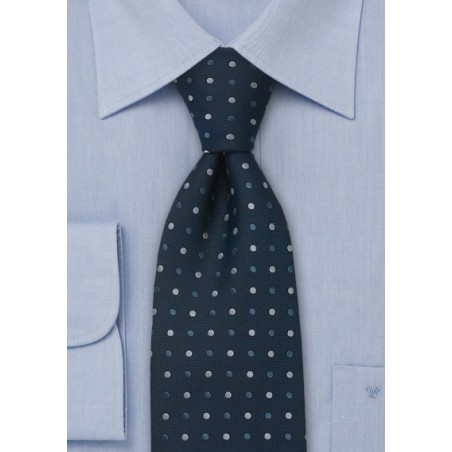Blue necktie -  Polka dot necktie