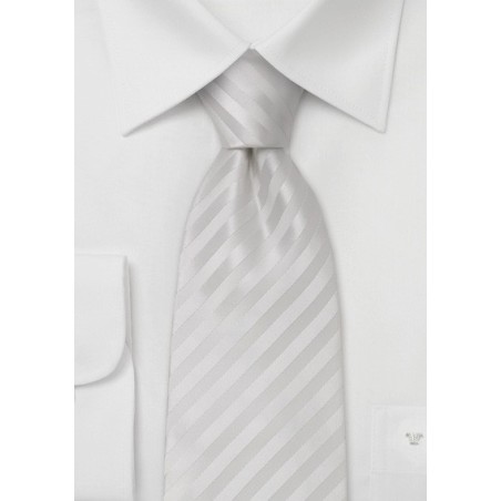 Bright White Silk Tie in XL Length