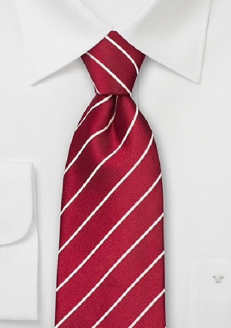 Extra long ties - Deep red striped necktie in XL