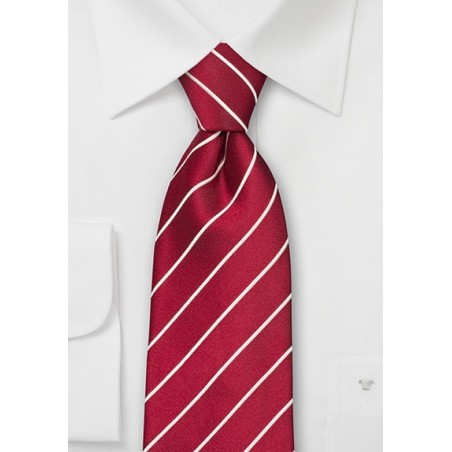 Extra long ties - Deep red striped necktie in XL