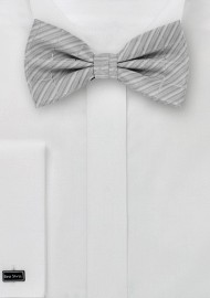 Silver Striped Bow Ties - Bow Tie Set With Matching Pocket Square