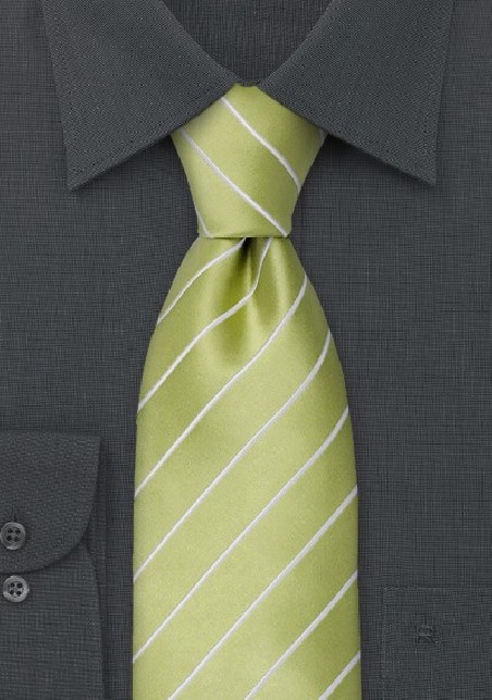 Green neckties - Striped, lime green necktie