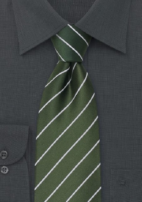 Green Silk Ties - Striped green necktie