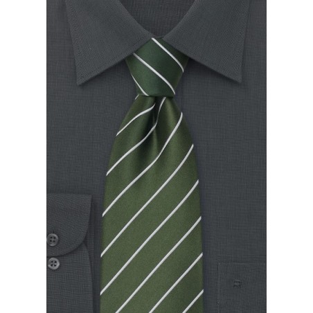 Green Silk Ties - Striped green necktie