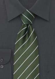 Green Silk Ties - Striped green necktie