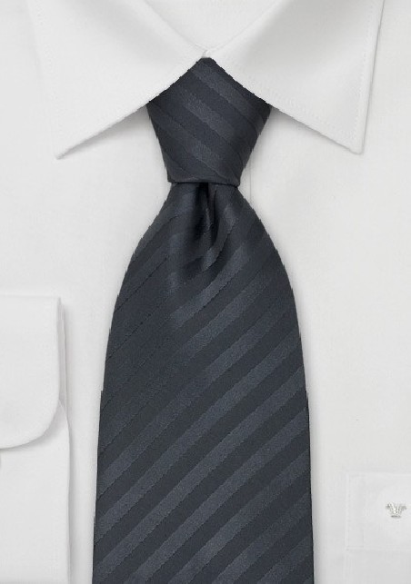 Charcoal Gray Ties - Dark Gray Tie With Subtle Stripes