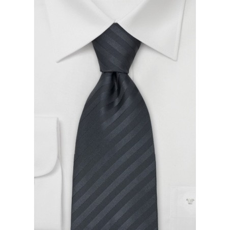 Charcoal Gray Ties - Dark Gray Tie With Subtle Stripes