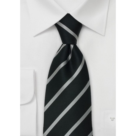 Formal Black Ties - Black & Silver Striped Tie