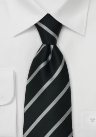 Formal Black Ties - Black & Silver Striped Tie
