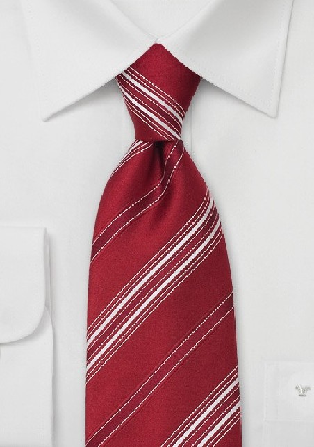Italian Designer Ties - Red Striped Tie by Cavallieri