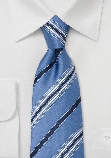 Blue Silk Neck Ties - Blue Striped Tie by Cavallieri