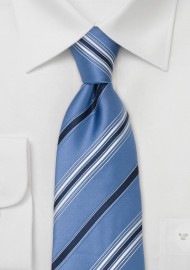 Blue Silk Neck Ties - Blue Striped Tie by Cavallieri