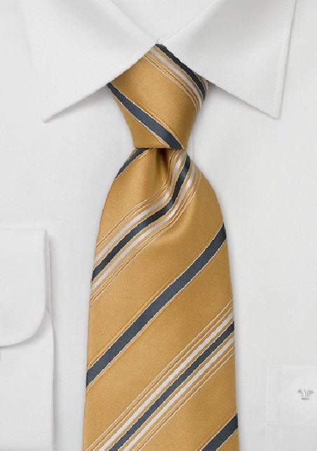 Sandtone Yellow Silk Ties - Italian Striped Tie by Cavallieri