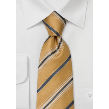 Sandtone Yellow Silk Ties - Italian Striped Tie by Cavallieri