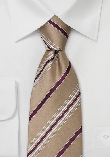 Tan Designer Ties - Striped Necktie by Cavallieri