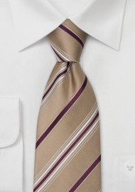 Tan Designer Ties - Striped Necktie by Cavallieri