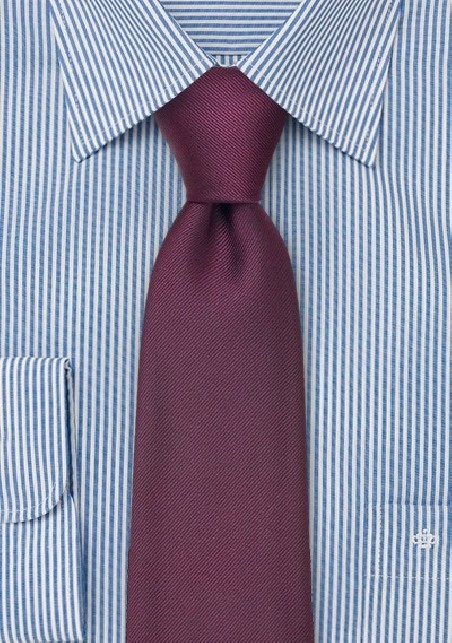 Solid Silk Tie in Wine Red Color