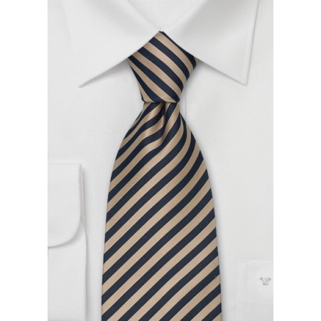 Striped Extra Long Ties - Brown & Blue Striped Tie in XL