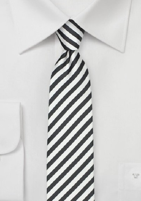 Dark Gray and White Skinny Tie