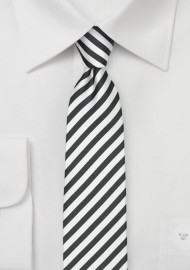 Dark Gray and White Skinny Tie