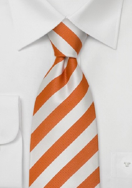 Orange Neckties - Orange and white striped tie