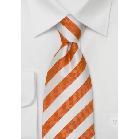 Orange Neckties - Orange and white striped tie