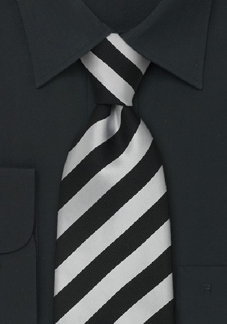 Striped Neckties - Black and grey striped silk tie
