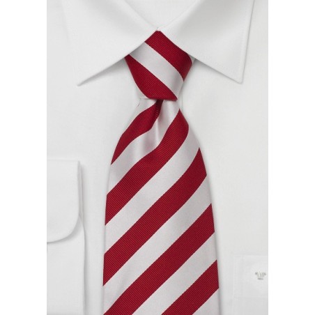 Red & White Striped Tie -  Striped tie made from pure silk