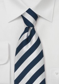 Striped Silk Ties - Blue & Silver striped necktie