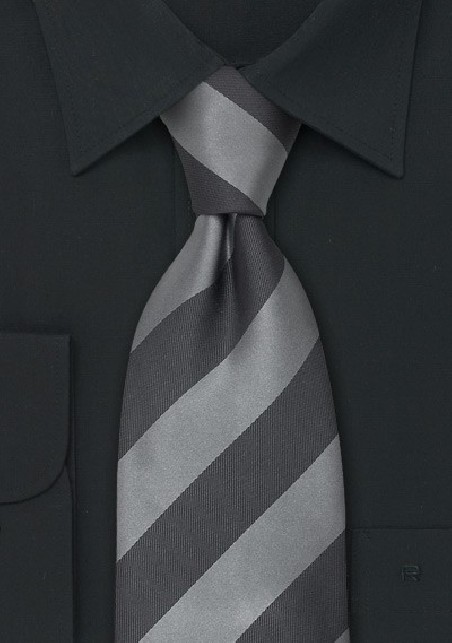 Striped Mens Ties - Gray & Silver Striped Silk Tie