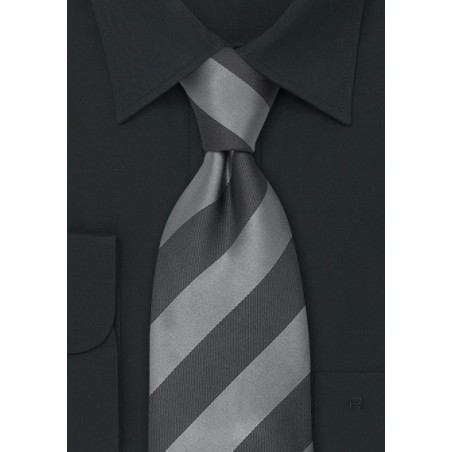 Striped Mens Ties - Gray & Silver Striped Silk Tie