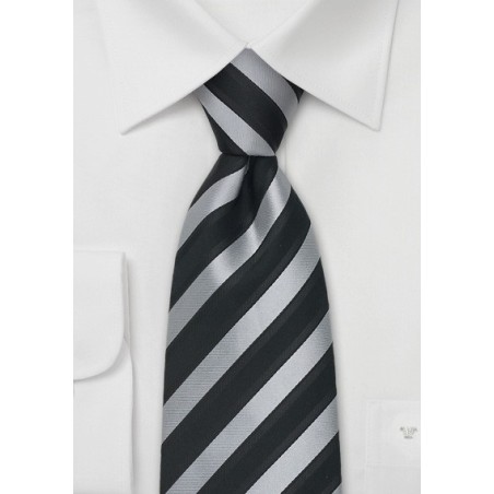 Elegant Mens Tie in Silver and Black