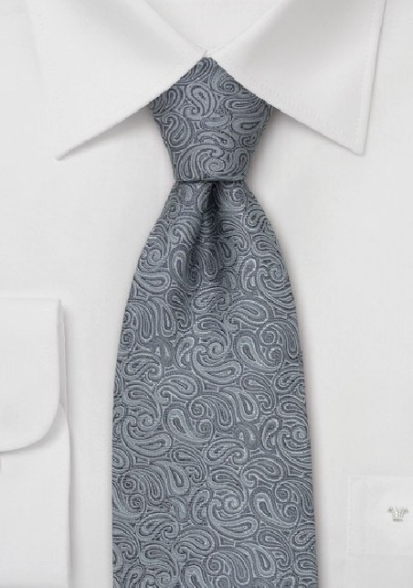 Silver & Gray Paisley Tie by Chevalier